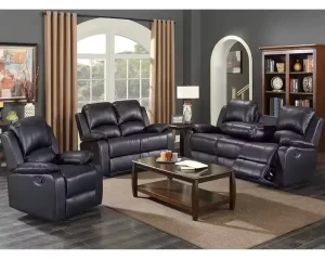 Top Rated Premium Durable PU Leather Reclining Sofa Set Elegant Living Room Furniture