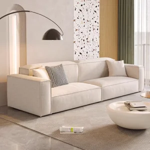 Top Selling Apartment Living Room Vacuum Compressed Sofa Set Single Couch Reading Chaise Lounge White Corduroy Boneless Sofa