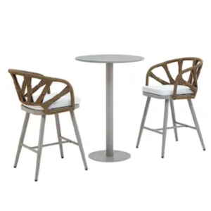 Top Selling Outdoor Bar Chairs and Table Set UV-resistant PE Rattan Barstools Furniture Set