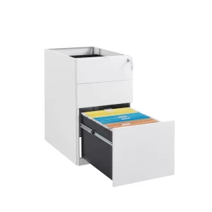 Topless Movable 3 Drawer Metal Mobile File Cabinet Side Pull Handle Desk Pedestal Lockable Office Cabinet for School Workshop