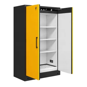 Toxic Yellow Steel Safety Cabinet Two Person Lock Charcoal Filter for Pharma R&D Casters Optional