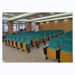 Traditional Auditorium Church Chairs Writing Pad Fabric Theater Furniture Stackable Eco Friendly School Concert Halls Hospitals