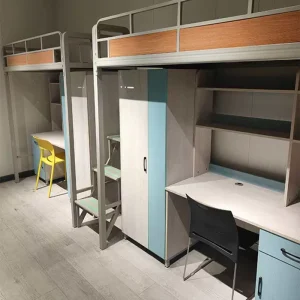 Traditional College Student Dormitory Bed Table Metal Step Ladder Apartment School Bunk Bed Bedroom
