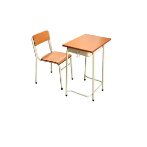 Traditional Durable Middle School Classroom Furniture Wooden Single Student Desk and Chair Set