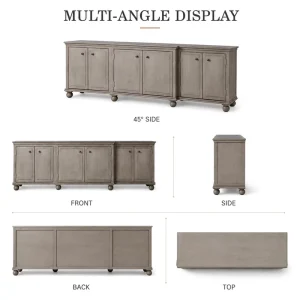 Traditional Grey Wood Sideboard Large 6-Door Buffet Cabinet Media Console TV Stand for Living Room Villa Hotel Project