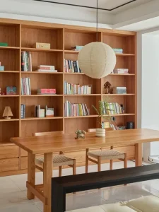 Traditional North American Cherry Wood Bookcase Glass Panel Wooden Storage Rack Unit with Living Room Study Drawers