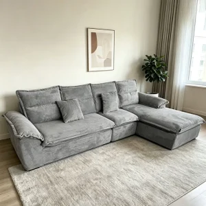 Traditional Style Fabric Sofa with Pillow Design and Deep Seat