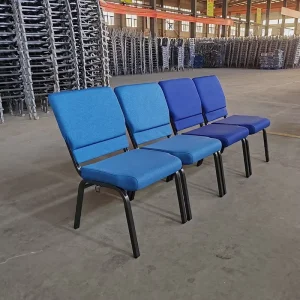 Traditional Theater Auditorium Chair Stackable Church Chairs with Bookrack Design Fabric