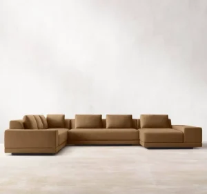Traditional Wood Sectional Sofa Set with Left Arm L Chaise Design for Living Room Furniture Pillow Back