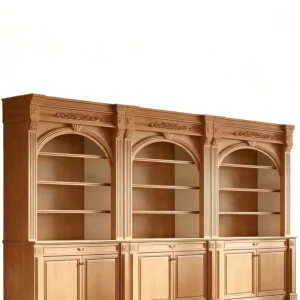 Traditional Wooden Bookshelf with Adjustable Height Storage for Home Office and Living Room