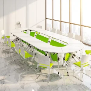 Training Desk Heavy Duty Mobile Folding Conference Table Silent 360° Wheels Modular Design for Office & Classroom