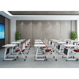Training Room Table and Chairs Flip Top Mobile Training Table Office Work Tables for Seminars