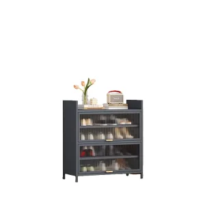Translucent Door Shoe Rack Cabinet Modern Shoe Storage Rack with Detachable Shelves 5 Layer Shoe Rack Organizer for Living Room