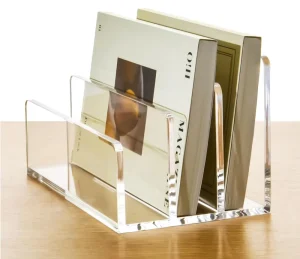 Transparent Acrylic Magazine Rack Minimalist Three Compartment Design Suitable for Magazines Books Documents and Office Use