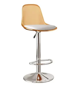 Transparent Acrylic Modern Minimalist Height Adjustable Rotatable Bar Stool with Backrest for Home Bar Cashier Front Desk