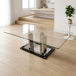 Transparent Glass Coffee Table for Living Room