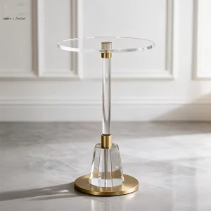 Transparent Sofa Side Serving Table Round Modern Minimalist Acrylic Side Small Coffee Tables for Living Room
