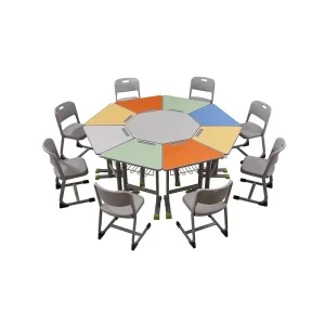 Trapezoidal Study Set Colorful Training Class Table and Chair School Desks and Chairs Meeting Room Sets