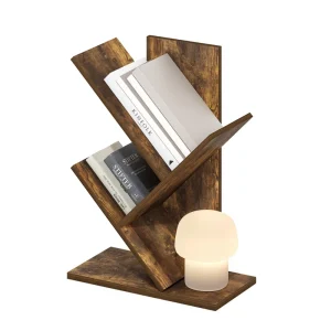 Tree Book Shelf 3 Tier Bookshelf with Angled Open Shelf Tree Bookcase for Room Decor for Organization and Storage