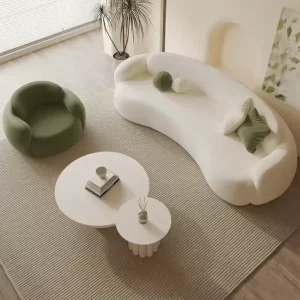 Trending Cream Curved Sectional Sofa Sponge Commercial Seating for Mall Guesthouse Office Store High Reorder Rate Comfort Sofa