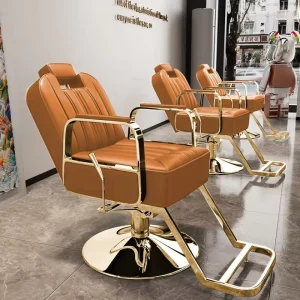 Trendy Barber Shop Chair with Adjustable Seat and Reclining Perm Dye Grooming Salon Special Haircut Chair Metal Material