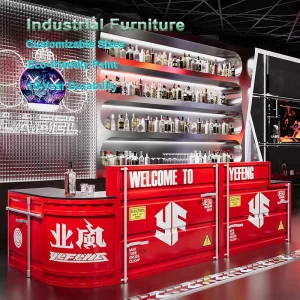 Trendy Container Style Reception Bar Counter Easy Assembly for Hotel Use Popup Stores Exhibitions Trade Shows Bar Furniture