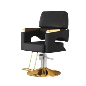 Trendy Modern Minimalist Light Luxury Metal Hair Salon Chair with Rotatable Armrests High End Barber Chair for Perm/Dye Services