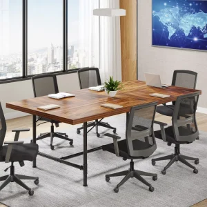 Tribesigns 6FT Conference Table Rectangle 70.8″ W X 35.4″ D Meeting Table Seminar Table for Office Conference Room(2 Piece)