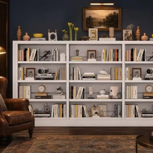 Triple Column Steel Modern Library Shelving Metal Book Rack Modular Durable Commercial Furniture for School