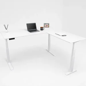 Triple Motor L Shaped Electric Standing Desk 3 Stage Height Adjustable Corner Office Executive Workstation
