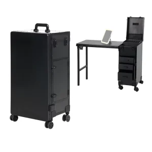 Trolley OEM ODM Movable Nail Table with Factory Price With Lighted Mirror Manicure Desk With Drawer Makeup case