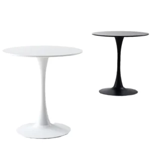 Tulip Coffee Table with Metal Frame Durable White Small Table for Balcony Leisure Household Combination Chair Set