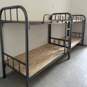 Twin Metal Bunk Bed Frame with Ladder for Teen’s Dormitory Bedroom