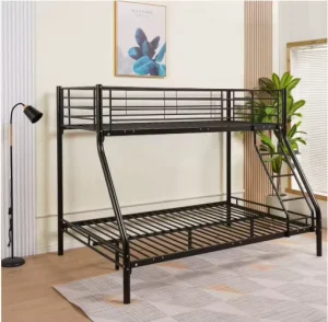 Twin Over Full Bunk Bed Frame with Ladder and Guard Rail Heavy Duty Bunk Bed for Teens Adults Bedroom Dormitory