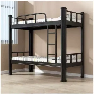 Twin Over Twin Metal Bunk Bed with Under Bed Storage Space Saving Heavy Duty Frame with Safety Guardrails for Dormitory Hostel