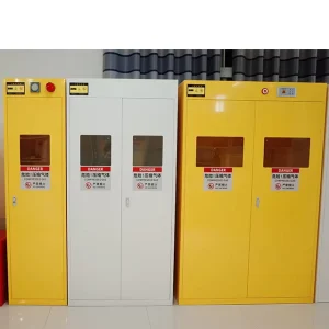 Two Bottles Metal Chemical Safety Storage Gas Cylinder Cabinet with Gas Leak Detector for Hospital Laboratory Furniture