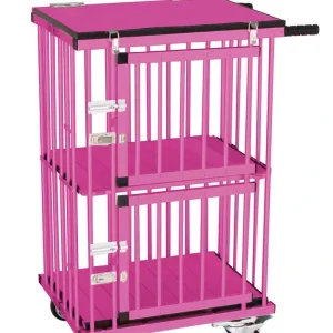 Two Doors Pet Storage Cart Aluminum Board Air Wheel Pneumatic Wheel Pet Clinic Veterinary Multi Layer