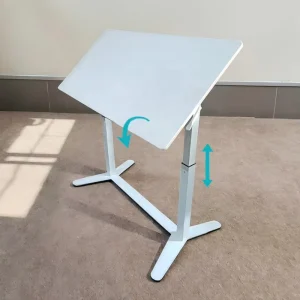 Two Leg Y Type Pneumatic Height Adjustable Modern Standing Desk with 0 90 Degree Tilt Mobile Computer Laptop Table