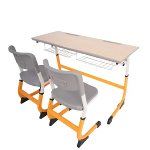 Two-Person School Set Desks and Chairs Made of Environmentally Friendly Materials