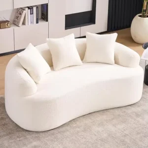 Two Seat Curved Sofa Compression Memory Foam Modern Fabric Couches Luxury Living Room Sofa for Apartment Lounge Furniture