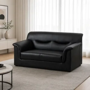 Two Seat Office Sofa with Faux Leather Modern Design