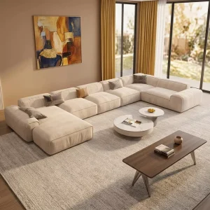 U Shape Fabric Cover Sofa Set IB040 High Quality Comfortable Extendable Sectional for Home Gym Hotel or Office Use Big Size