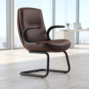 U shaped Ergonomic Leather Office Chair Swivel Design Adjustable Height for Home Office Hotel Environments