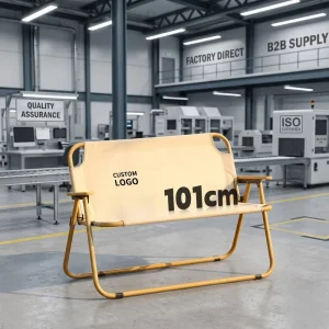 U.S. Local Stock Modern Durable Steel Frame 2 Person Camping Chair Loveseat Folding Bench Double Chair Oxford Fabric