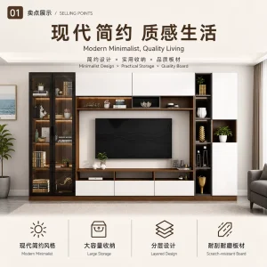 UAE Luxury Custom Salon Floating Metal TV Consoles