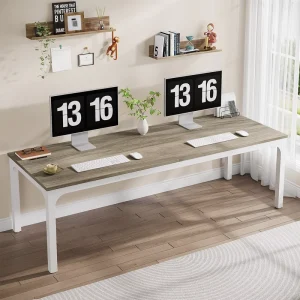 US Local 2 Person Home Office Desk 78.7″ Extra Long Computer Desk Double Workstation for Home Office