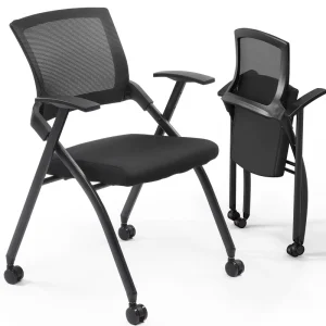 [US Stock] Folding Office Chair With Rebound Back Padded Seat for Training Room Guest Reception Quick Ship From US MOQ 1 Set