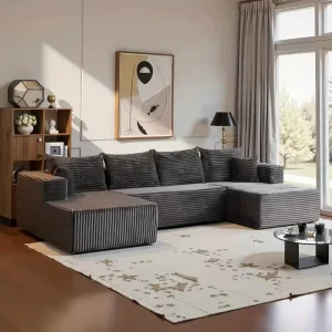 US Stock Modern Cloud L Shape Modular Sectional Chaise Sofa Fabric Soft Compressed Pack No Assembly Living Room Furniture