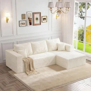 USA Warehouse Factory L-Shape Cloud Sectional Sofa Chaise Deep Seat Modular No Assembly Living Room Apartment