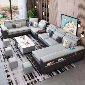 Ultra Cozy Three Seat Modern U shaped Modular Sectional Sofa with Soft Upholstery and Sponge Filled Living Room Furniture